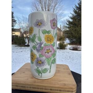 Mid-Century Chinese Porcelain Umbrella Stand Cane Stand Floral 18”